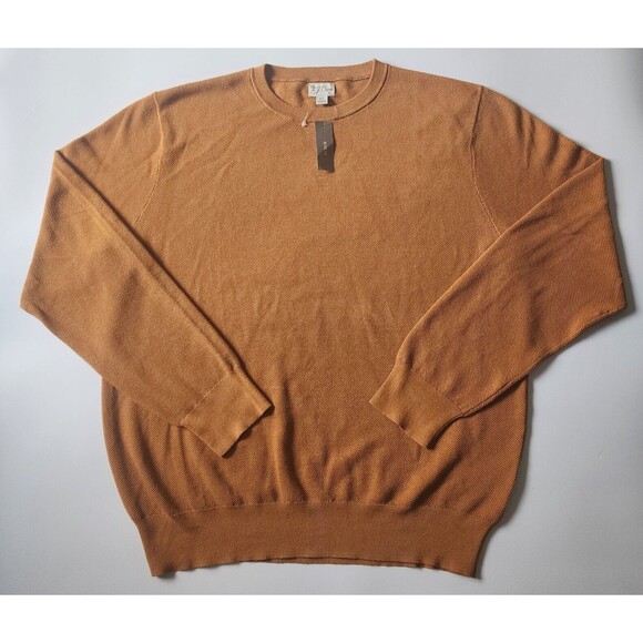 J. Crew Sweater Mens XL Orange Cotton Piqué-Stitch Crewneck Pullover Preppy NWT - Picture 1 of 10